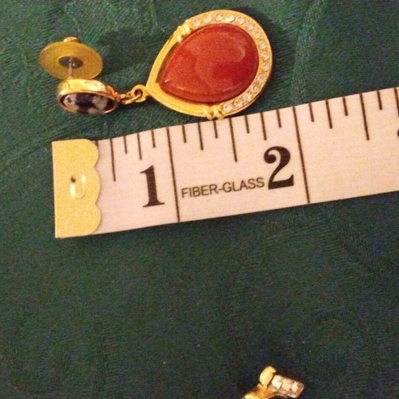 GENUINE STONES PIERCED EARRINGS AND MATCHING PIN SET - Picture 6 of 6